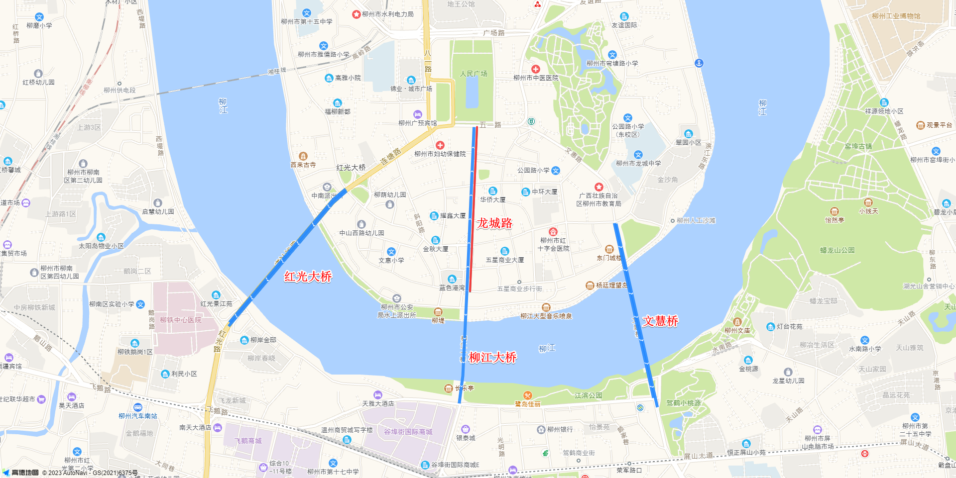 “三桥一路”的位置